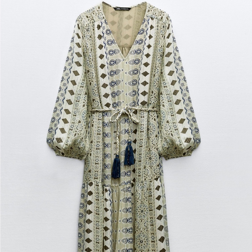 Zara NWT metallic thread maxi dress size XL